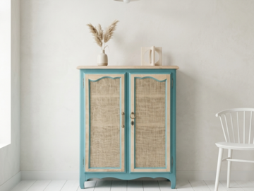 Vente avec paiement en ligne: Petit Buffet Bleu Campagne Toile de Jute