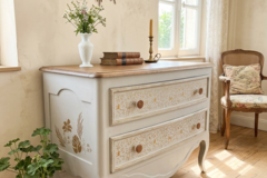 Vente avec paiement en ligne: Commode bohème bois massif chêne, pièce unique