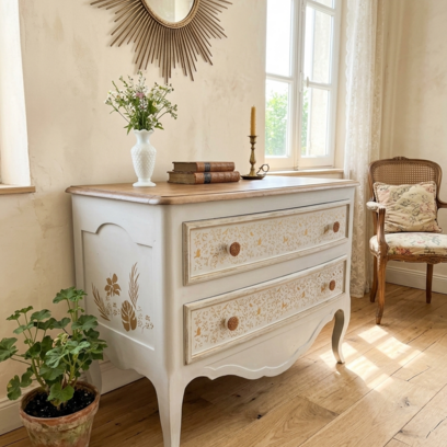 Vente avec paiement en ligne: Commode bohème bois massif chêne, pièce unique