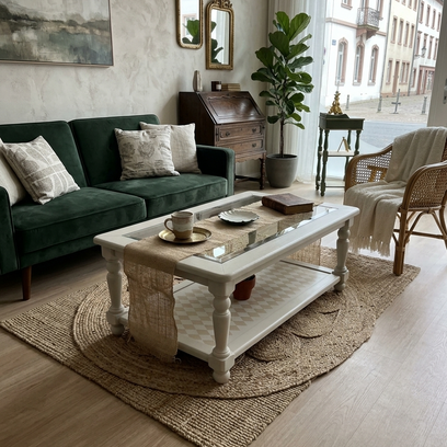 Vente avec paiement en ligne: Table basse rectangulaire bois massif Campagne Chic