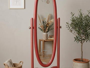 Vente avec paiement en ligne: Miroir Psyché sur Pied Vintage Rouge Coquelicot