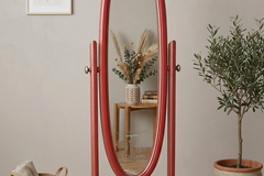Vente avec paiement en ligne: Miroir Psyché sur Pied Vintage Rouge Coquelicot