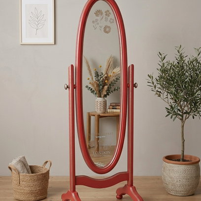 Vente avec paiement en ligne: Miroir Psyché sur Pied Vintage Rouge Coquelicot