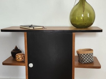 Vente avec paiement en ligne: Meuble bar compact porte pivotante bois noir