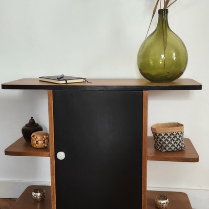Vente avec paiement en ligne: Meuble bar compact porte pivotante bois noir
