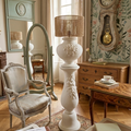 Vente avec paiement en ligne: Lampe sur pied vintage colonne plâtre jute