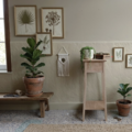 Vente avec paiement en ligne: Sellette vintage en bois massif rénovée