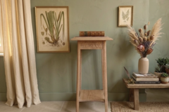 Vente avec paiement en ligne: Sellette Rénovée Plateau en Marbre Vintage