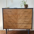Vente avec paiement en ligne: Commode 4 tiroirs bois bleue à chevrons