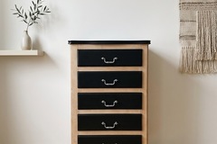 Vente avec paiement en ligne: Commode semainier Louis-Philippe noir bois, 5 tiroirs