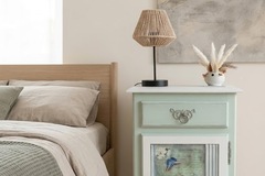 Vente avec paiement en ligne: Table de chevet vintage vert blanc papillon