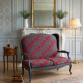 Vente avec paiement en ligne: Canapé Louis XV gris carbone jacquard rouge