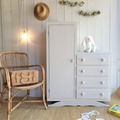 Vente avec paiement en ligne: Armoire enfant vintage asymétrique penderie-commode bois