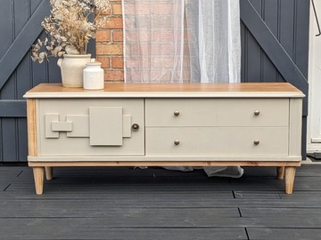 Vente avec paiement en ligne: Buffet Enfilade design Beige Bois Pieds Compas