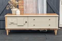 Vente avec paiement en ligne: Buffet Enfilade design Beige Bois Pieds Compas