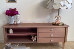 Vente avec paiement en ligne: Buffet Enfilade Rose Vintage, Bois, 3 Tiroirs