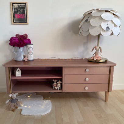 Vente avec paiement en ligne: Buffet Enfilade Rose Vintage, Bois, 3 Tiroirs