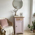 Vente avec paiement en ligne: Table de chevet rose vintage bois laiton