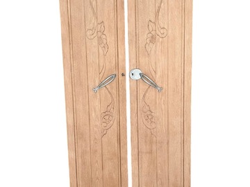 Vente avec paiement en ligne: Duo portes d'armoire Art Déco chêne massif