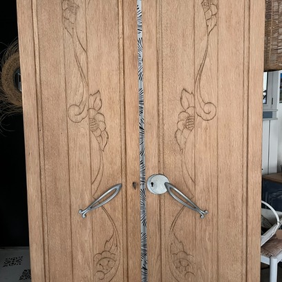 Vente avec paiement en ligne: Duo portes d'armoire Art Déco chêne massif