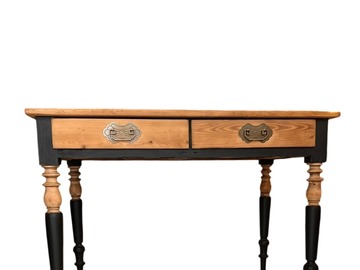 Vente avec paiement en ligne: Bureau vintage en bois massif 2 tiroirs