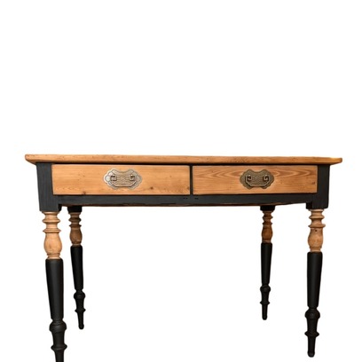 Vente avec paiement en ligne: Bureau vintage en bois massif 2 tiroirs