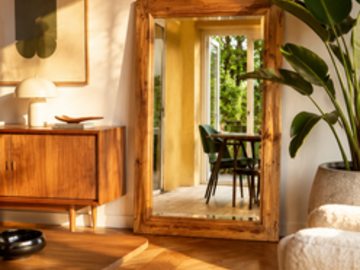 Vente avec paiement en ligne: Miroir ancien 1900 porte d’armoire verni