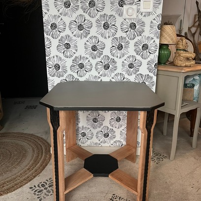 Vente avec paiement en ligne: Guéridon Art Déco bois vintage Esmée hexagonal