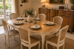 Vente avec paiement en ligne: Table à manger Louis XV à rallonges