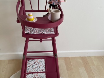 Vente avec paiement en ligne: Chaise haute poupée style Combelle 2 positions