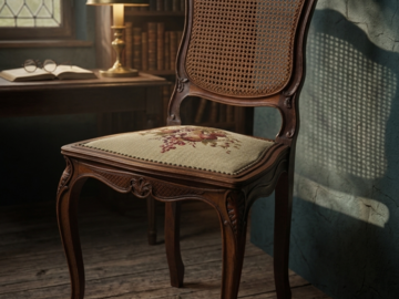 Vente avec paiement en ligne: Chaise Louis XV cannée en noyer massif