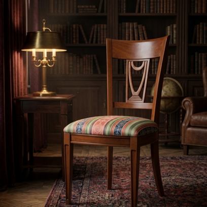 Vente avec paiement en ligne: Chaise de bureau vintage années 70 merisier