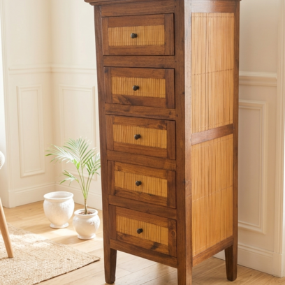 Vente avec paiement en ligne: Semainier Chiffonnier Ancien Rénové - 5 Tiroirs