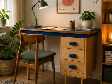 Vente avec paiement en ligne: Bureau vintage années 70 bicolore 3 tiroirs