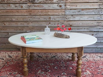 Vente avec paiement en ligne: Table Basse Ovale Beige Campagne Chic