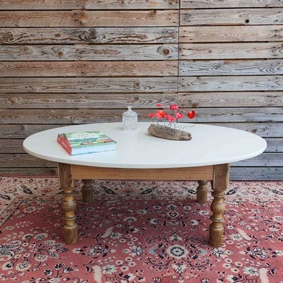 Vente avec paiement en ligne: Table Basse Ovale Beige Campagne Chic