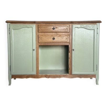 Vente avec paiement en ligne: Buffet vintage bois massif vert sauge 150cm