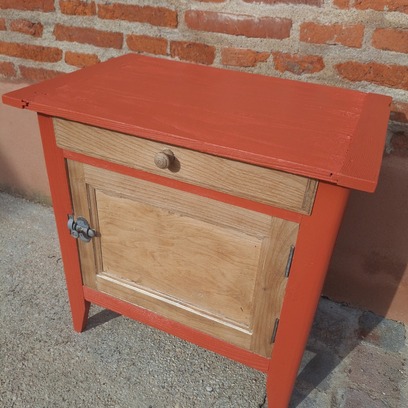Vente avec paiement en ligne: Meuble d'appoint terracotta bois apparent 