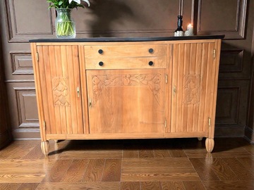 Vente avec paiement en ligne: Enfilade Art Déco Marbre Noir Bois Massif