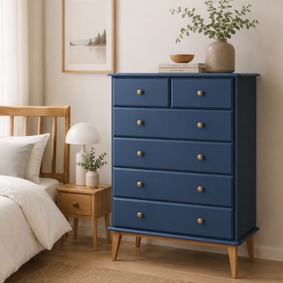 Vente avec paiement en ligne: Commode Scandinave Vintage Rénovée Bleu