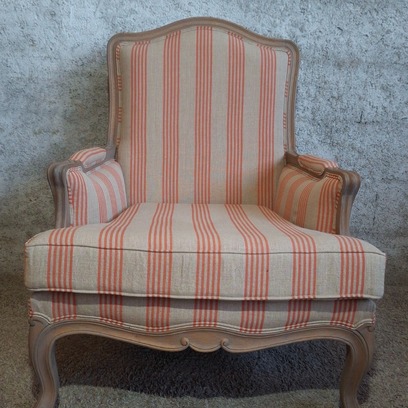 Vente avec paiement en ligne: Fauteuil bergère Louis XV lin beige corail
