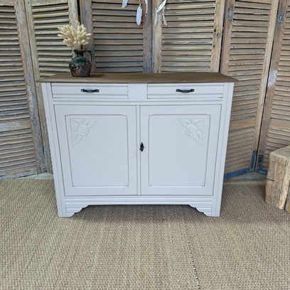 Vente avec paiement en ligne: Buffet ancien rénové Corde, plateau bois teinté