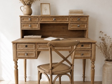 Vente avec paiement en ligne: Bureau à gradin Louis XVI merisier restauré