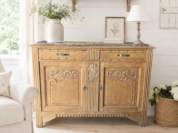Vente avec paiement en ligne: Buffet Art Déco chêne massif marbre veiné