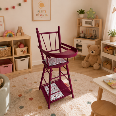 Vente avec paiement en ligne: Chaise haute poupée style Combelle 2 positions