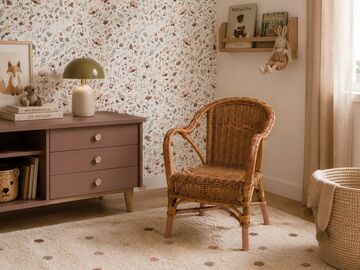 Vente avec paiement en ligne: Fauteuil enfant osier orange vintage années 60