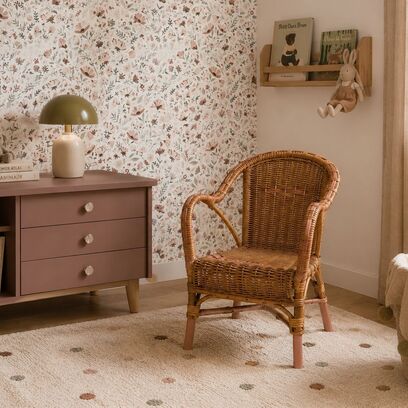 Vente avec paiement en ligne: Fauteuil enfant osier orange vintage années 60