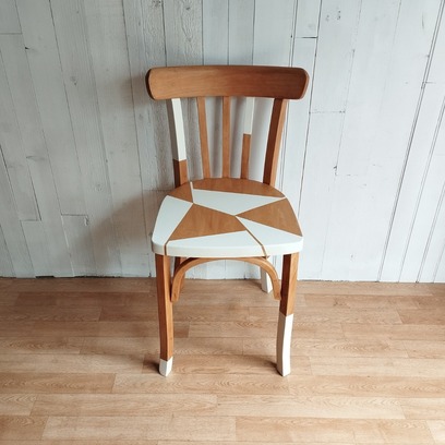 Vente avec paiement en ligne: Chaise bistrot Luterma années 50-60 chêne doré