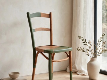 Vente avec paiement en ligne: Chaise bistrot vintage années 40 vert olive