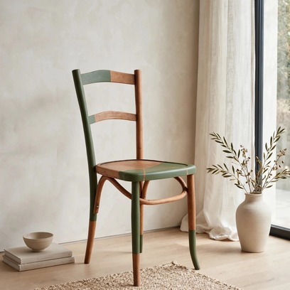 Vente avec paiement en ligne: Chaise bistrot vintage années 40 vert olive